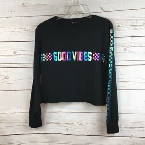 Jr Queen Tees Good Vibes mid drift shirt B 14